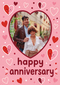 Load image into Gallery viewer, Cute Smiley Hearts Photo Upload Anniversary Card
