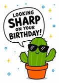 Load image into Gallery viewer, Funny Cool Cactus Looking Sharp Birthday Card
