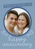 Load image into Gallery viewer, Blue Hearts Washi Tape Photo Upload Anniversary Card
