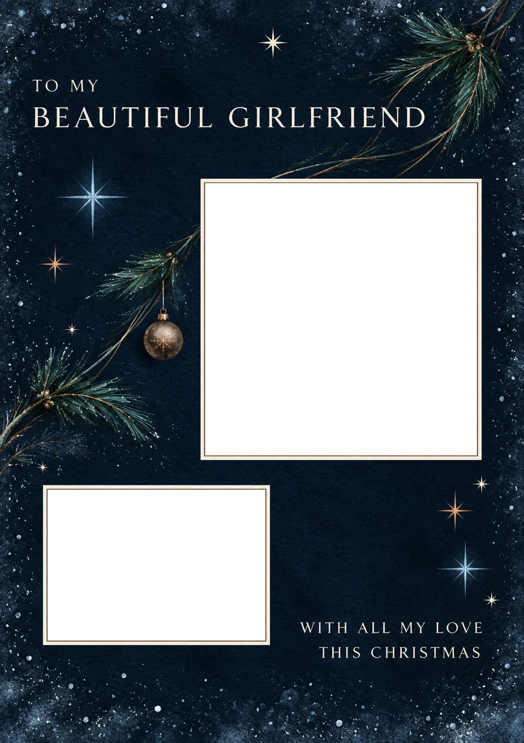 Beautiful Girlfriend Dark Blue Photo Upload Christmas Card for Her