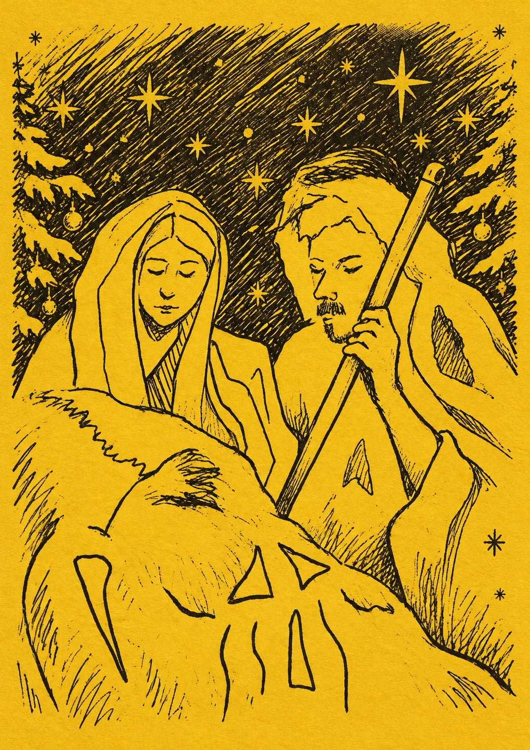 Nativity Scene Illustrated Christmas Card