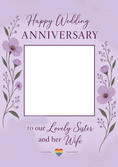 Load image into Gallery viewer, Purple Floral Sister and Her Wife Photo Upload Anniversary Card
