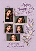 Load image into Gallery viewer, Purple Floral Blooming Multiple Photo Upload Anniversary Card for Wife
