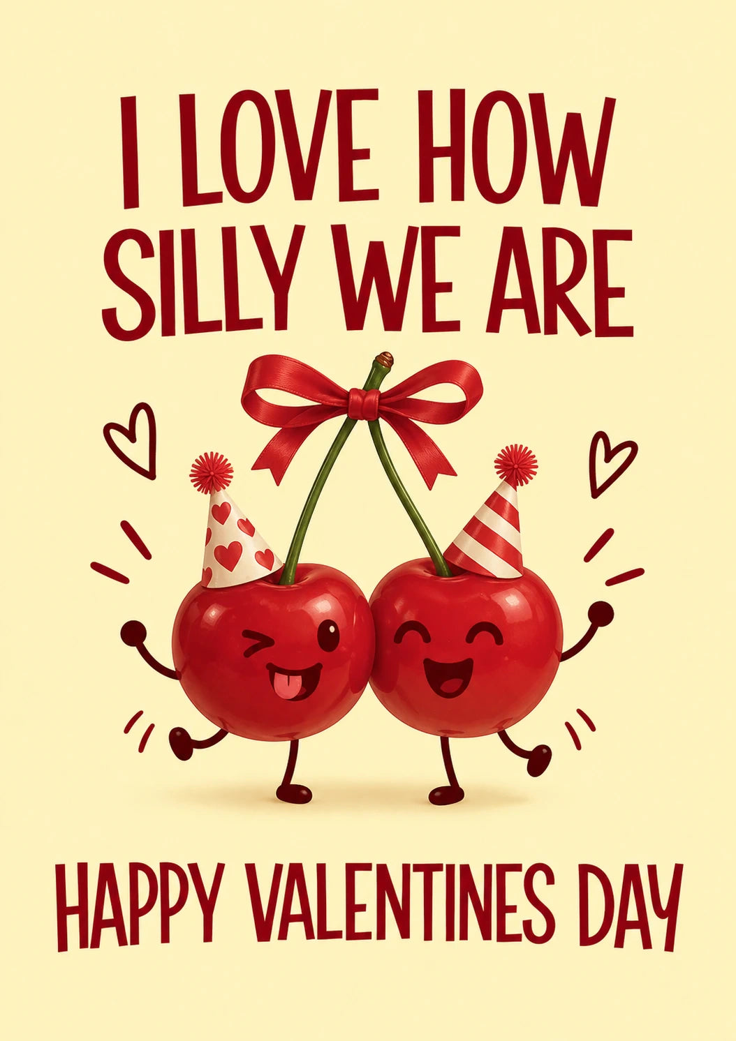 Funny Silly Cherries valentine's day Card for Girlfriend