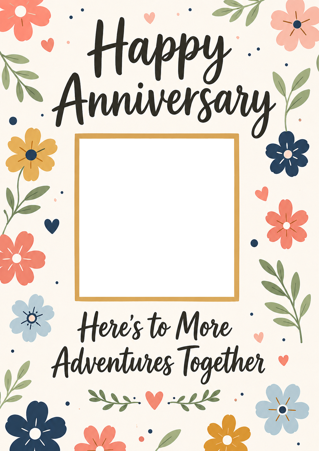 Colourful Floral Adventures Together Photo Upload Anniversary Card