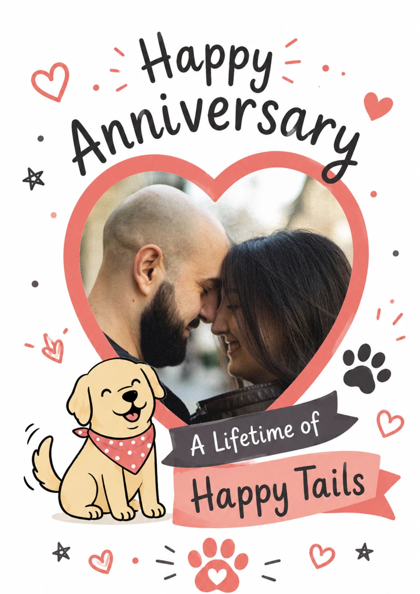 Cute Dog Happy Tails Photo Upload Anniversary Card