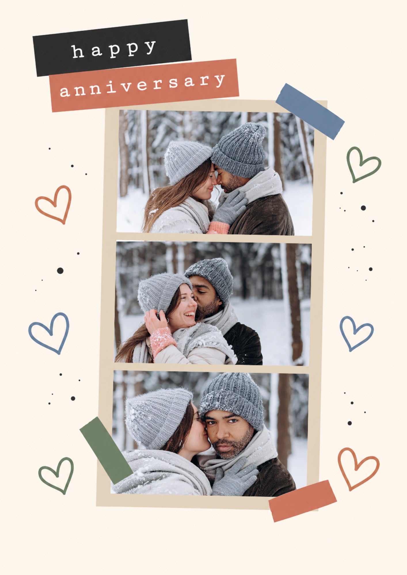 Happy Anniversary Scrapbook Strip Photo Upload Birthday Card