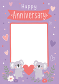 Load image into Gallery viewer, Cute Koala Bears Photo Upload Anniversary Card
