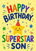 Load image into Gallery viewer, Rainbow Star Superstar Son Birthday Card for Him
