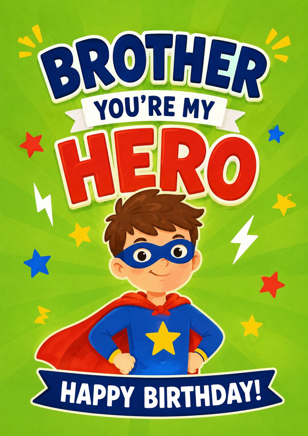 Brother You're My Hero Superhero Birthday Card for Him