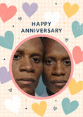 Load image into Gallery viewer, Colourful Hearts Photo Upload Anniversary Card
