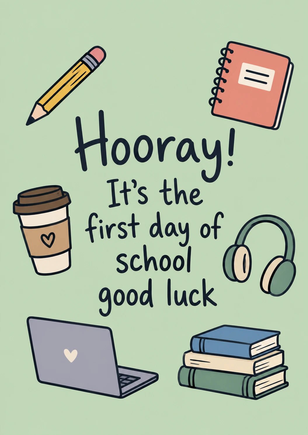 Hooray First Day of School Good Luck Back to School Card