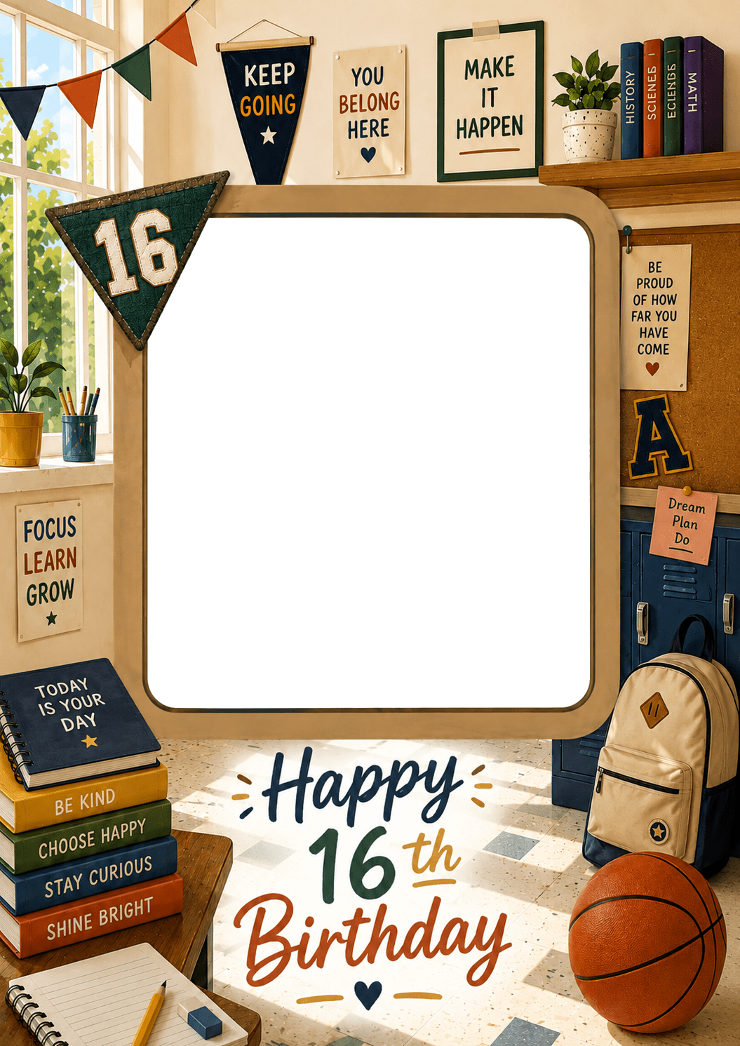 School Room Motivational Photo Upload 16th Birthday Card for Her