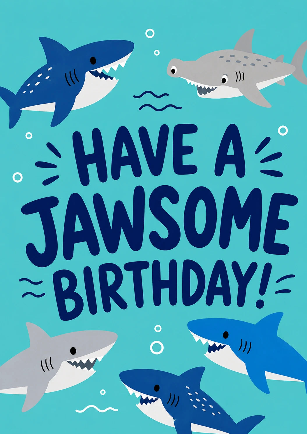 Funny Jawsome Sharks 6th Birthday Card for Him
