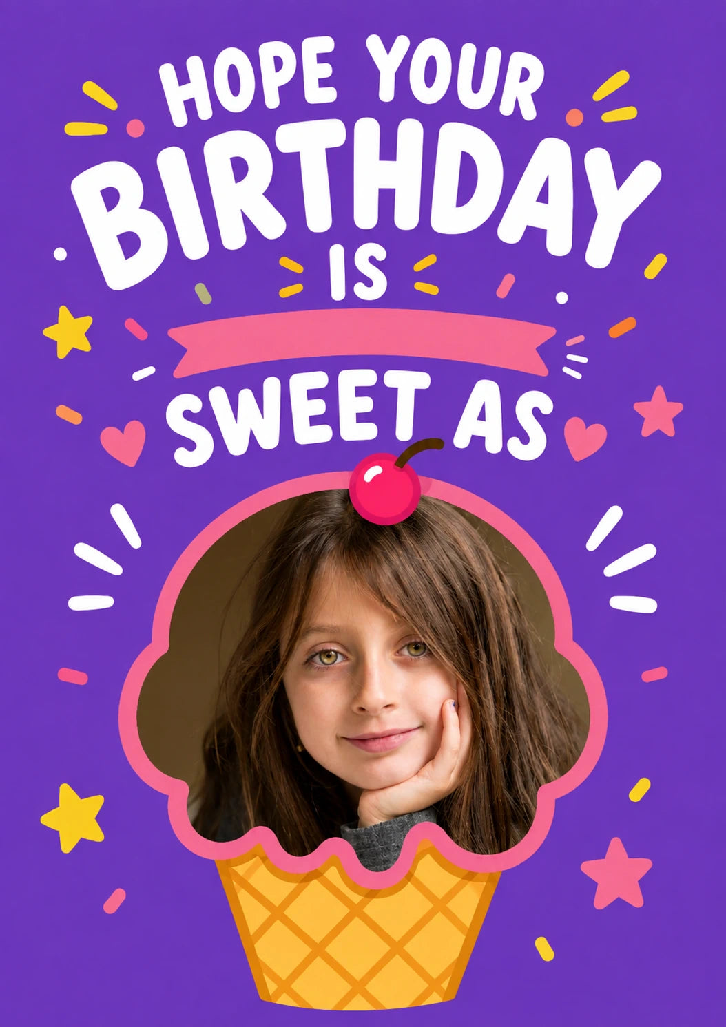 Sweet As a Cupcake Photo Upload Birthday Card