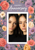 Load image into Gallery viewer, Floral Purple Twin Sisters Photo Upload Anniversary Card for Her
