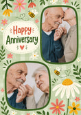 Load image into Gallery viewer, Floral Bee Happy Anniversary Photo Upload Card for Couple
