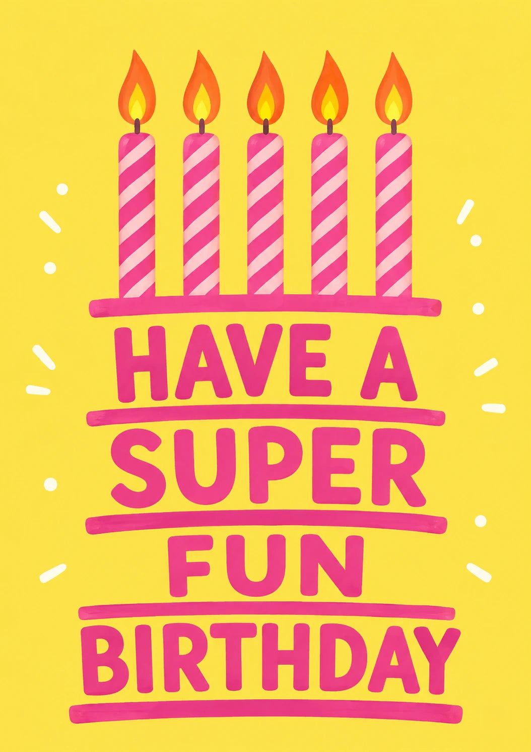 Pink Striped Candles Have a Super Fun Birthday Card