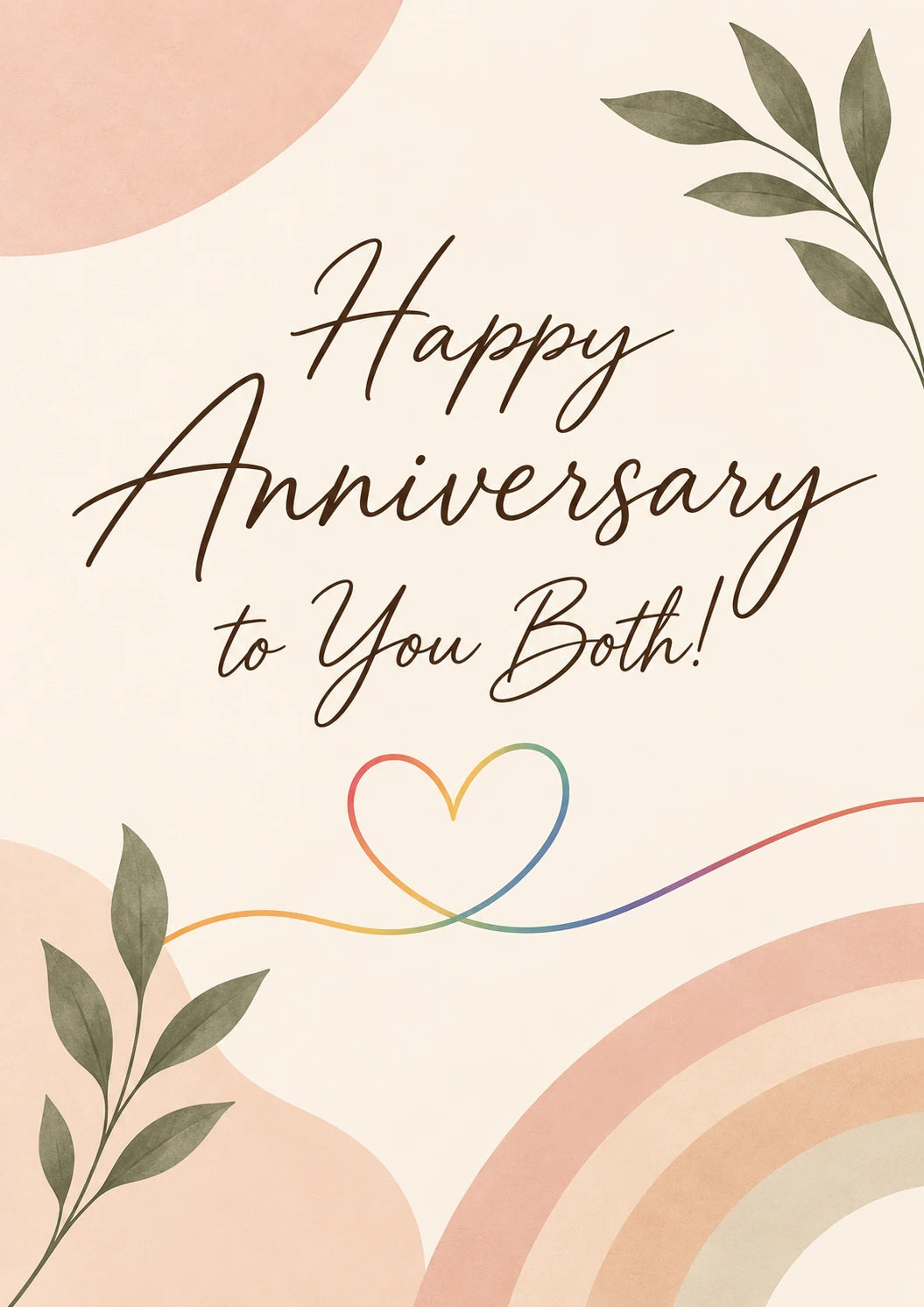 Rainbow Heart Botanical LGBTQ+ Anniversary Card