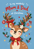 Load image into Gallery viewer, Cute Festive Reindeer Mum & Dad Christmas Card
