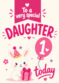 Load image into Gallery viewer, Cute Bunny Balloon Daughter 1st Birthday Card for Her
