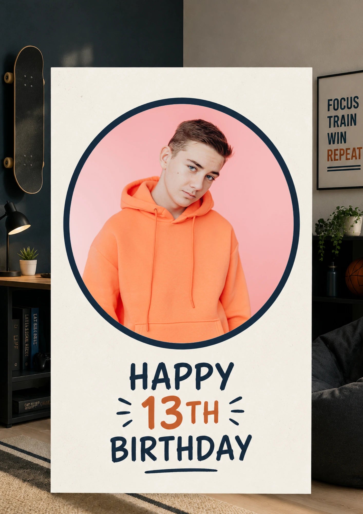 Happy 13th Birthday Circle Photo Upload Birthday Card for Him
