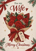 Load image into Gallery viewer, Red Rose Bouquet Wife Merry Christmas Card for Her
