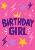 Load image into Gallery viewer, Birthday Girl Crown Lightning Stars Birthday Card for Her
