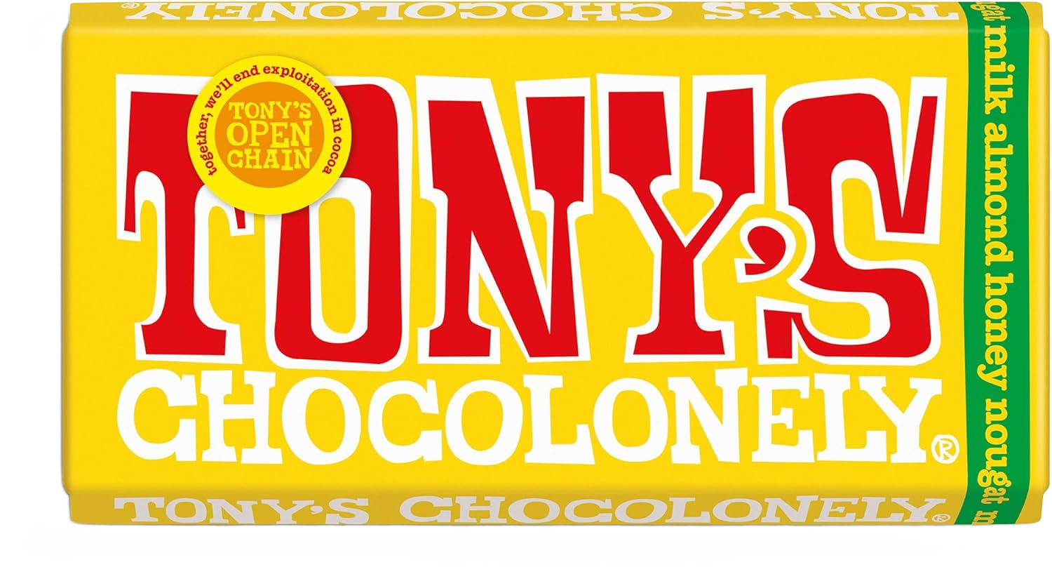 Tony's Chocolonely Milk Almond Honey Nougat Chocolate Bar - 180g (Vegetarian)
