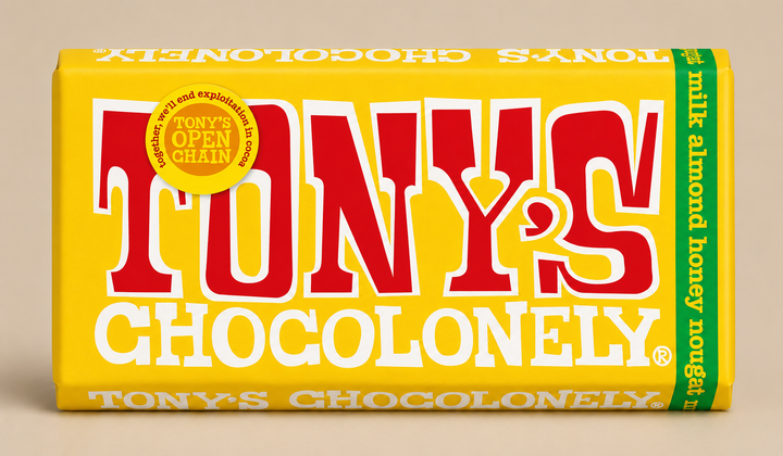 Tony's Chocolonely Milk Almond Honey Nougat Chocolate Bar - 180g (Vegetarian)