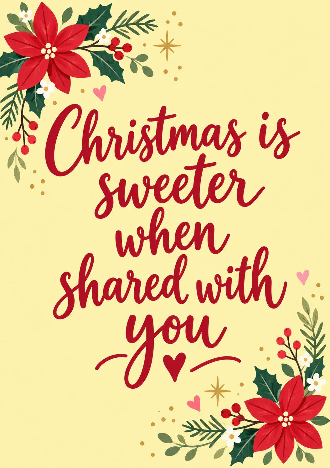 Sweeter When Shared Poinsettia Christmas Card for Auntie