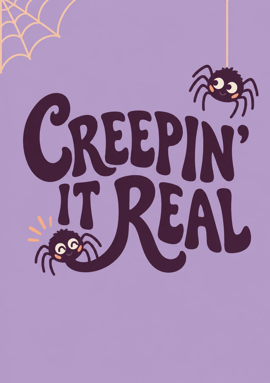 Funny Creepin' It Real Spider Halloween Card for Her
