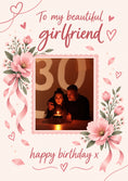 Load image into Gallery viewer, Pink Floral Ribbon Girlfriend Photo Upload Birthday Card for Her

