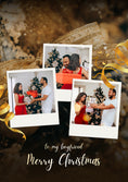 Load image into Gallery viewer, Gold Ribbon Three Photo Upload Christmas Card for Him
