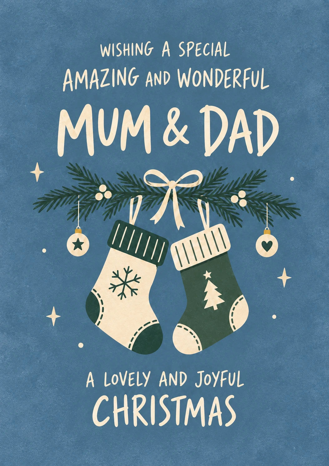 Hanging Christmas Stockings Mum & Dad Christmas Card