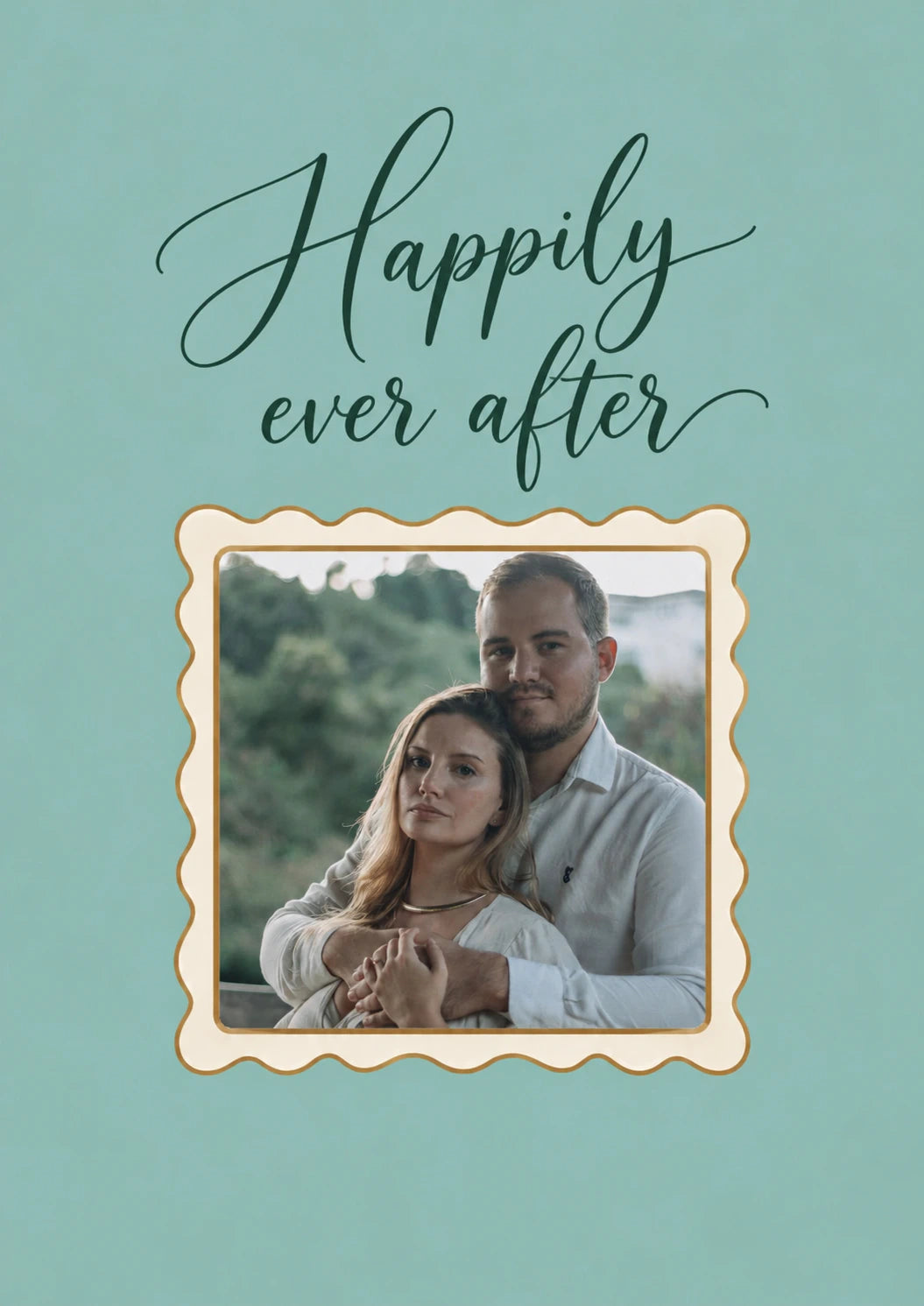 Happily Ever After Script Photo Upload Wedding Card