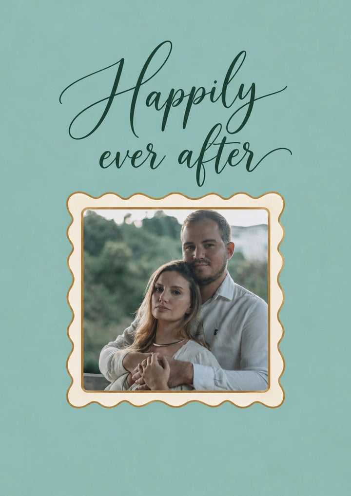 Happily Ever After Script Photo Upload Wedding Card