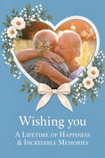 Load image into Gallery viewer, Blue Floral Heart Wishing You Photo Upload Wedding Card
