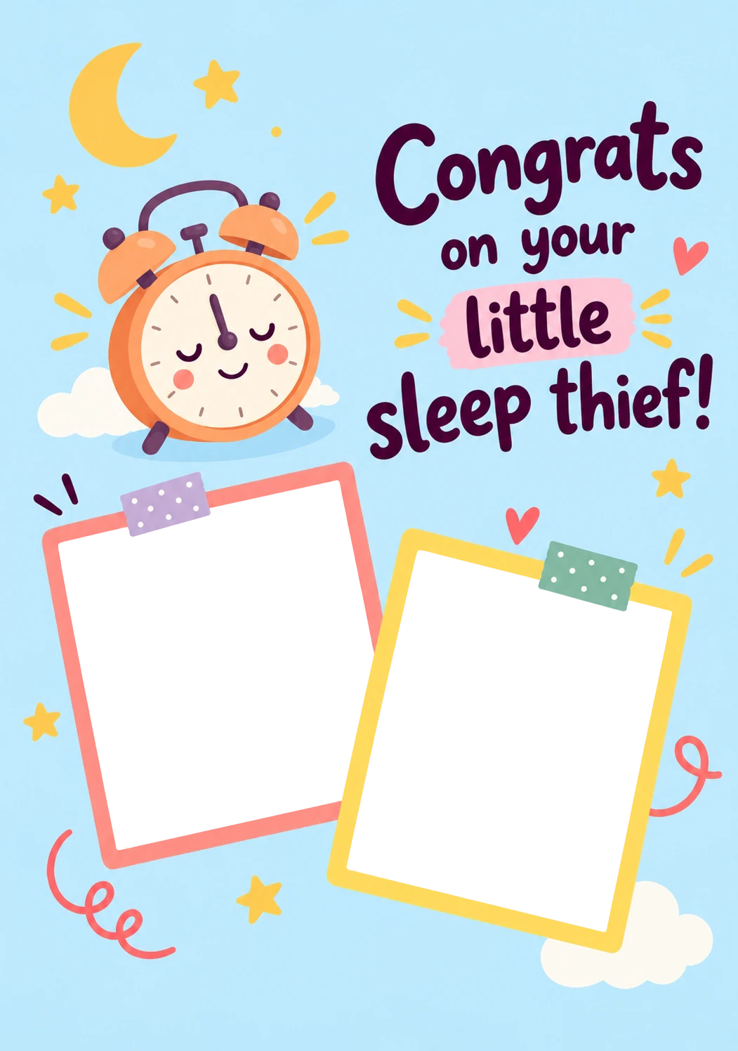 Funny Little Sleep Thief Photo Upload New Baby Card for Daughter and Partner