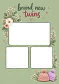 Load image into Gallery viewer, Sage Green Floral Twins Photo Upload New Baby Card for Her

