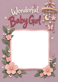 Load image into Gallery viewer, Wonderful Baby Girl Floral Photo Upload New Baby Card for Niece
