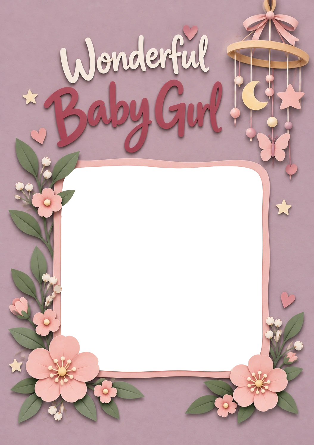 Wonderful Baby Girl Floral Photo Upload New Baby Card for Niece