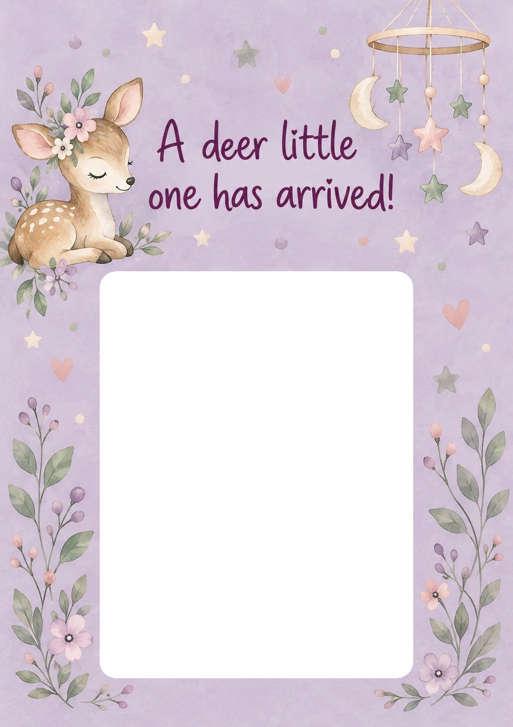 Deer Little One Has Arrived Photo Upload New Baby Card for Niece