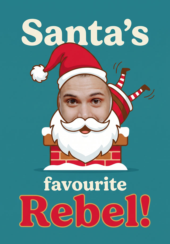Funny Santa's Favourite Rebel Photo Upload Christmas Card