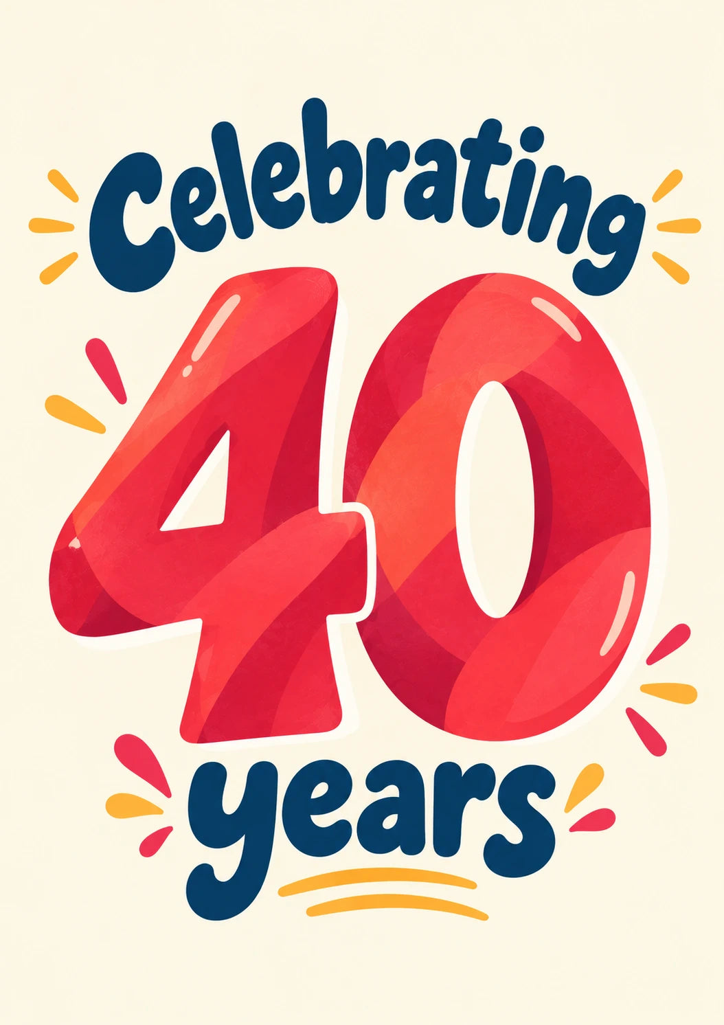 Bold Red Balloon Number Celebrating 40 Years Anniversary Card