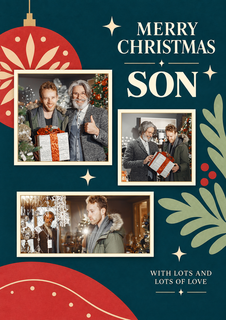 Merry Christmas Son Photo Upload Christmas Card for Him