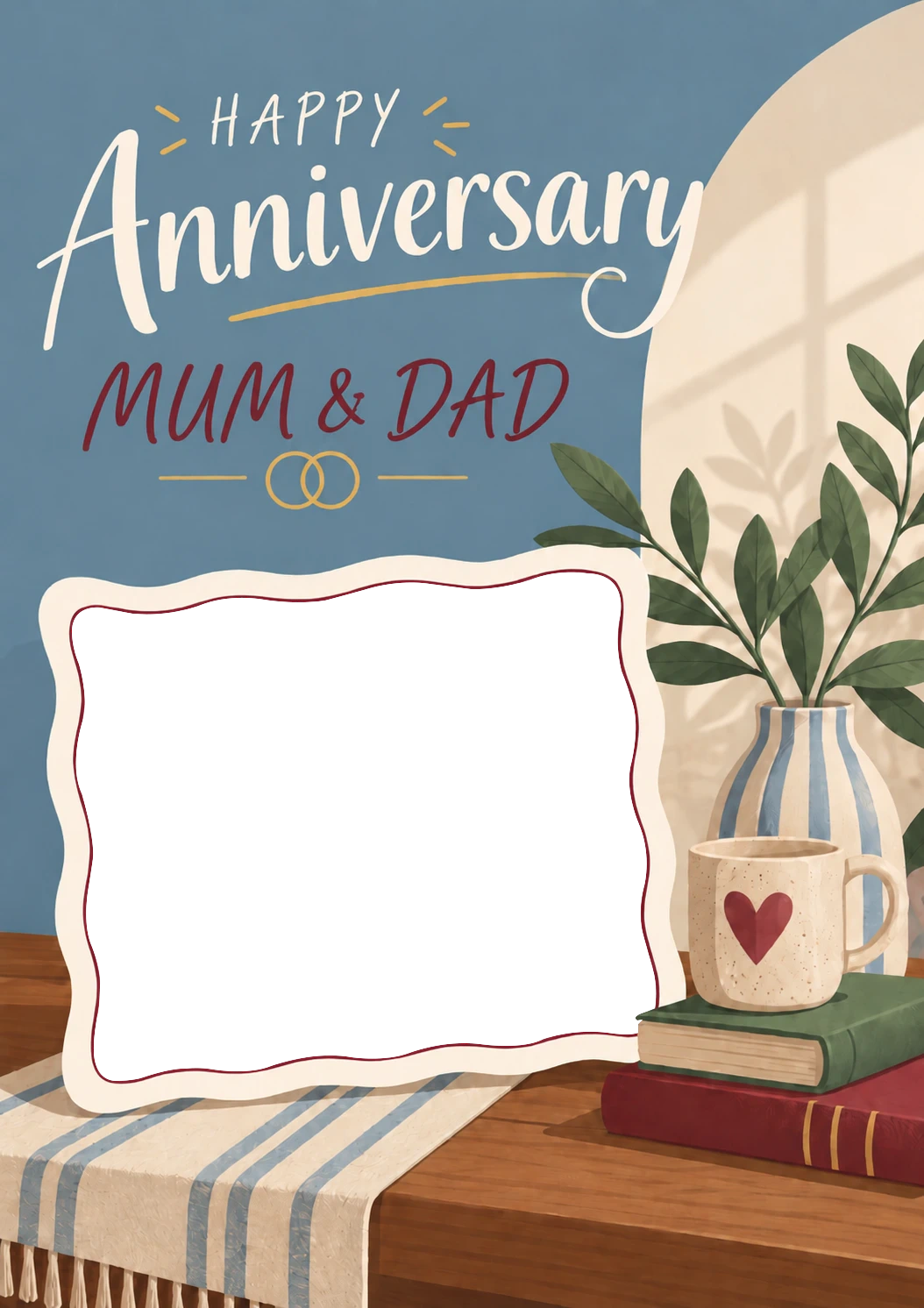 Happy Anniversary Mum and Dad Two Rings Photo Upload Anniversary Card