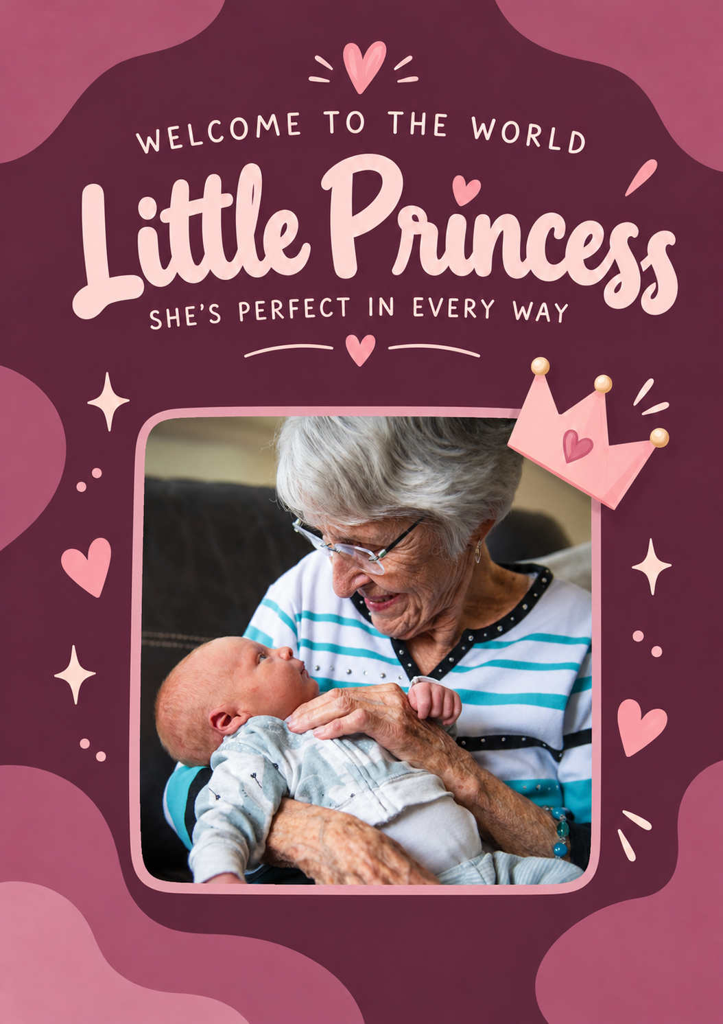 Welcome to the World Little Princess Photo Upload New Baby Card for Granddaughter