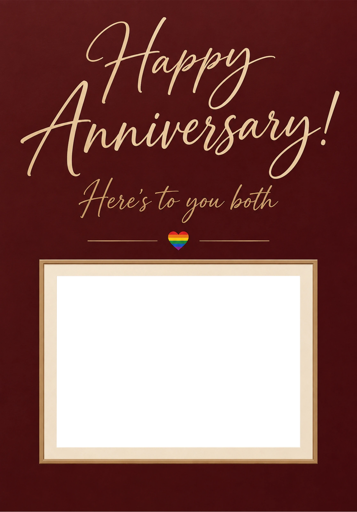 Rainbow Heart Here's to You Both Photo Upload Anniversary Card