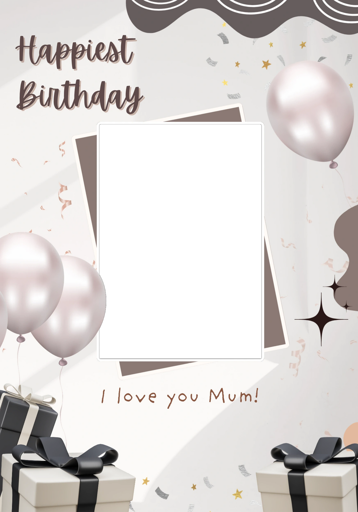 Rose Gold Balloons I Love You Mum Photo Upload Birthday Card for Her